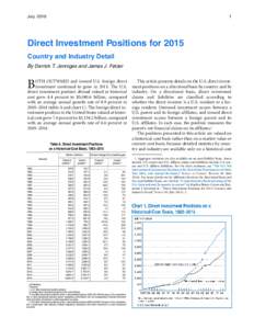 Direct Investment Positions for 2015