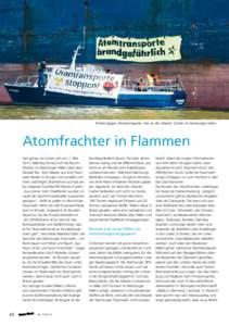 energie  Foto: feinfrisch.net Protest gegen Atomtransporte, hier an der Atlantic Cartier im Hamburger Hafen