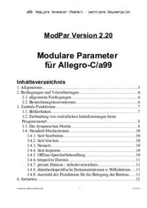 a99: Modulare Parameter (ModPar) - technische Dokumentation  ModPar Version 2.20 Modulare Parameter für Allegro-C/a99