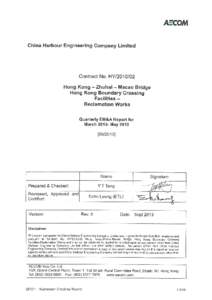 Contract No. HY[removed]Hong Kong-Zhuhai-Macao Bridge Hong Kong Boundary Crossing Facilities – Reclamation Works Quarterly EM&A Summary Report for March[removed]May 2013