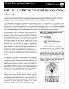 Historic American Landscapes Survey  National Park Service U.S. Department of the Interior  HALS 101: The Historic American Landscapes Survey