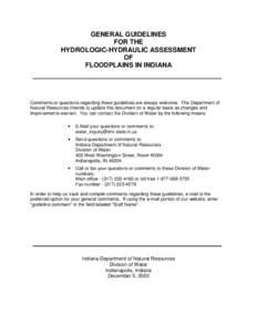 GENERAL GUIDELINES FOR THE HYDROLOGIC-HYDRAULIC ASSESSMENT OF FLOODPLAINS IN INDIANA