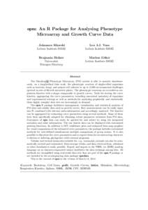 opm: An R Package for Analysing Phenotype Microarray and Growth Curve Data Johannes Sikorski Lea A.I. Vaas