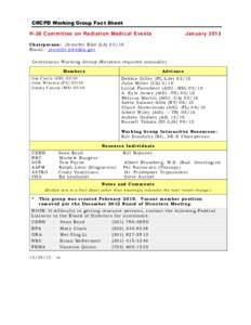 CRCPD Working Group Fact Sheet H-38 Committee on Radiation Medical Events January[removed]C h ai rp e rs o n : Je nni f er El e e (L A[removed]