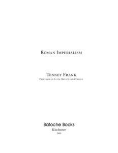 Roman Imperialism  Tenney Frank