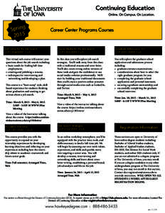 Spring 2015 Career Center Programs Courses  Suit Camp for the Job Search