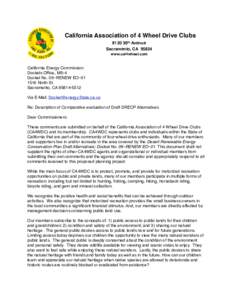 California Association of 4 Wheel Drive Clubs Comments