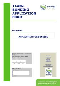 TAANZ BONDING APPLICATION FORM  Form BA1