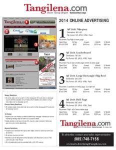 2014 ONLINE ADVERTISING  1 Ad Unit: Marquee Dimensions: 468 x 60