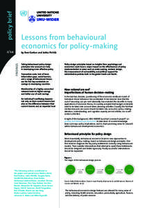 policy brief  Lessons from behavioural economics for policy-making  2/14