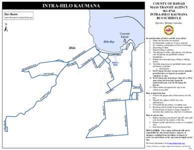 COUNTY OF HAWAII MASS TRANSIT AGENCY[removed]INTRA-HILO KAUMANA BUS SCHEDULE