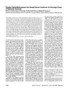 Oncology / Soil contamination / Risk factors / Atrazine / Herbicides / Triazines / Risk factors for breast cancer / Breast cancer / Pesticides in the United States / Medicine / Endocrine disruptors / Health