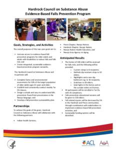 Hardrock Council on Substance Abuse Evidence-Based Falls Prevention Program Goals, Strategies, and Activities The overall purposes of this two-year grant are to: • Increase access to evidence-based fall