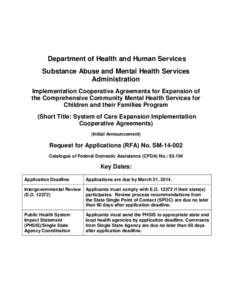 Implementation Cooperative Agreements for Expansion of the Comprehensive Community Mental Health Services for Children and their Families Program