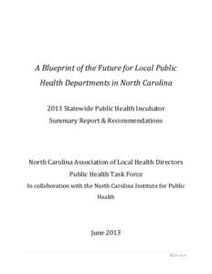   	
     A	
  Blueprint	
  of	
  the	
  Future	
  for	
  Local	
  Public	
   Health	
  Departments	
  in	
  North	
  Carolina	
  