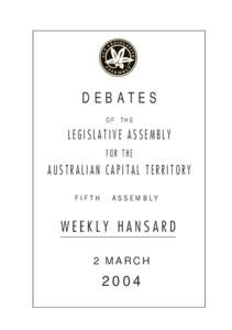 DEBATES OF THE LEGISLATIVE ASSEMBLY FOR THE