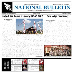ORDER OF THE ARROW  BOY SCOUTS OF AMERICA NatioNal BulletiN SCOUTING’S NATIONAL HONOR SOCIETY