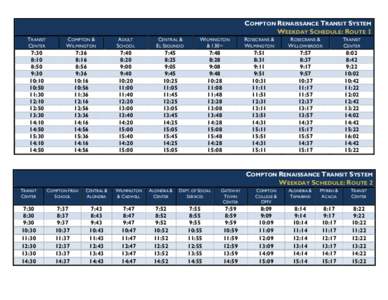 COMPTON RENAISSANCE TRANSIT SYSTEM WEEKDAY SCHEDULE: ROUTE 1 TRANSIT CENTER  COMPTON &