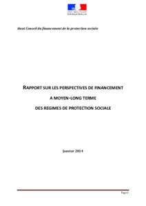 Rapport sur les perspectives de financment à moyen-long terme des régimes de protection sociale