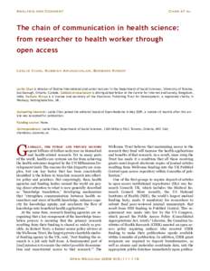 Analysis and Comment  Chan et al The chain of communication in health science: from researcher to health worker through