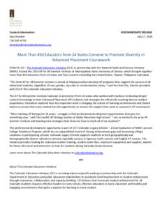 Advanced Placement / Achievement gap in the United States / School for the Talented & Gifted / Dr. E.P. Scarlett High School / Education / Education in the United States / National Math and Science Initiative