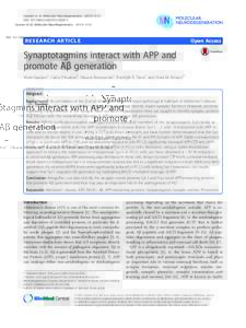 Synaptotagmins interact with APP and promote Aβ generation
