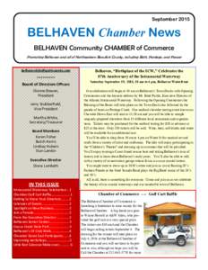 SeptemberBELHAVEN Chamber News BELHAVEN Community CHAMBER of Commerce Promoting Belhaven and all of Northeastern Beaufort County, including Bath, Pantego, and Ponzer 