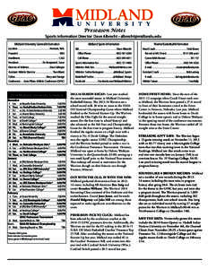 Preseason Notes Sports Information Director: Dave Albrecht • [removed] Midland University General Information Midland Sports Information