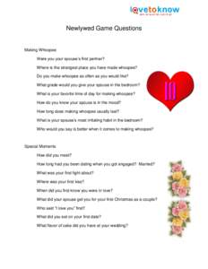 Printable Questions for Newlywed Game