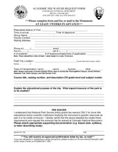 Microsoft Word - Educational Fee Waiver Application edit for field trips[removed]doc