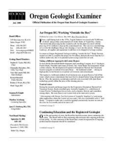 O S B GE  Oregon Geologist Examiner July 2008