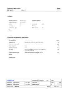 Component specification  Buzzer MBWOE  Index A