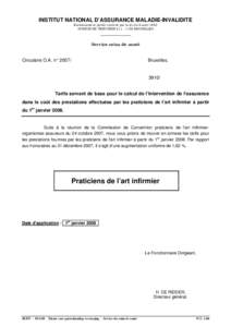 INSTITUT NATIONAL D’ASSURANCE MALADIE-INVALIDITE Etablissement public institué par la loi du 9 août 1963 AVENUE DE TERVUREN[removed]BRUXELLES _____________ Service soins de santé