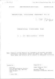 Tropical Cyclone Report 91-2: Tropical Cyclone Val 4-13 December 1991