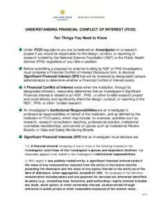 Applied ethics / Medical ethics / American Association of State Colleges and Universities / California State University / Coalition of Urban and Metropolitan Universities / San Jose State University / Conflict of interest / Grant / Institutional review board / Medicine / Ethics / National Institutes of Health