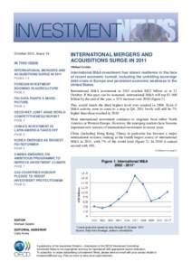 October 2011, Issue 16  IN THIS ISSUE INTERNATIONAL MERGERS AND ACQUISITIONS SURGE IN 2011