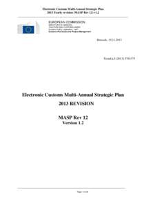 Electronic Customs Multi-Annual Strategic Plan 2013 Yearly revision (MASP Rev 12) v1.2 ___________________________________________________________________________ EUROPEAN COMMISSION DIRECTORATE-GENERAL TAXATION AND CUST