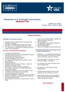 Romanian-U.S. Fulbright Commission NEWSLETTER Volume IX, Issue 1 OctoberJanuaryTable of Contents