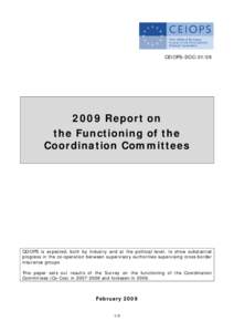 CEIOPS-DOC[removed]Report on the Functioning of the Coordination Committees