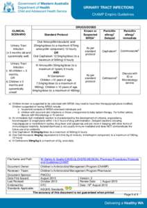 URINARY TRACT INFECTIONS ChAMP Empiric Guidelines CLINICAL SCENARIO