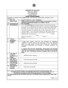 UNIVERSITY OF CALCUTTA Office of the Engineer Darbhanga Building 87/1 College Street KolkataNOTICE INVITING TENDER