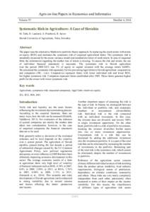 Agris on-line Papers in Economics and Informatics Volume VI Number 4, 2014  Systematic Risk in Agriculture: A Case of Slovakia