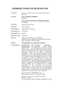 SUPREME COURT OF QUEENSLAND CITATION: Dempsey v Legal Practitioners Admissions BoardQCA 193