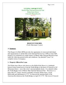 Page 1 of 41  LEASING OPPORTUNITY Minute Man National Historical Park Elisha Jones House Concord, Massachusetts