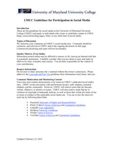 UMUC Terms of Use for Social Media