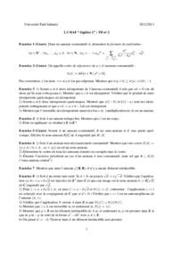 Université Paul SabatierL3 MAF “Algèbre 1” : TD no 2  Exercice 1 (Cours) Dans un anneau commutatif A, démontrer la formule du multinôme :