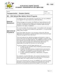 Microsoft Word - SS-008 School Bus Safety Patrol Program
