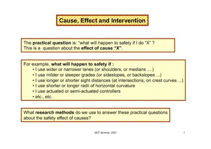 Research methods / Econometrics / Regression analysis / Actuarial science / Causality / Cross-sectional study / Queensland University of Technology / Science / Statistics / Information