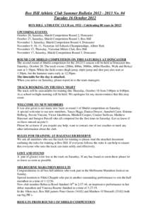 Box Hill Athletic Club Summer Bulletin[removed]No. 04 Tuesday 16 October 2012 BOX HILL ATHLETIC CLUB est[removed]Celebrating 80 years in 2012!