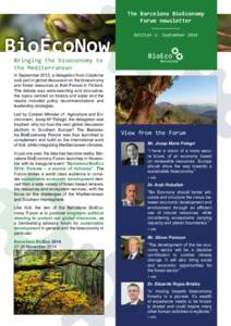 The Barcelona BioEconomy Forum newsletter ___________ BioEcoNow